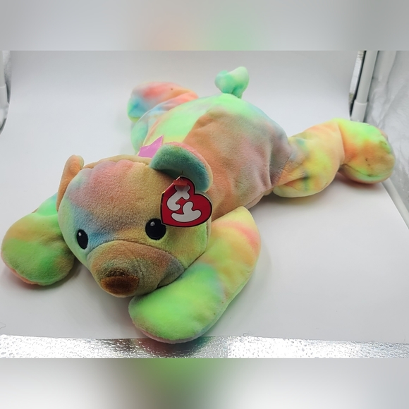 Sherbet the Tie-Dye Bear, Ty Pillow Pal, MWMT, Retired - Picture 2 of 2
